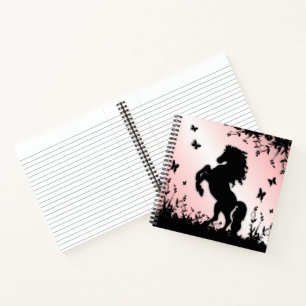Carnet Étalon noir cabré rose