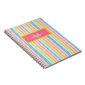Carnet Été Arc en ciel rayures Monogramme Script (Côté Droit)