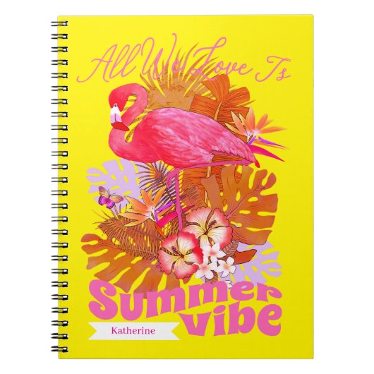Carnet Été flamant jaune (Devant)