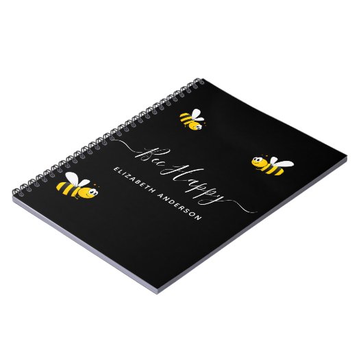 Carnet Été noir nom personnalisé abeilles collège dirigé (Côté gauche)