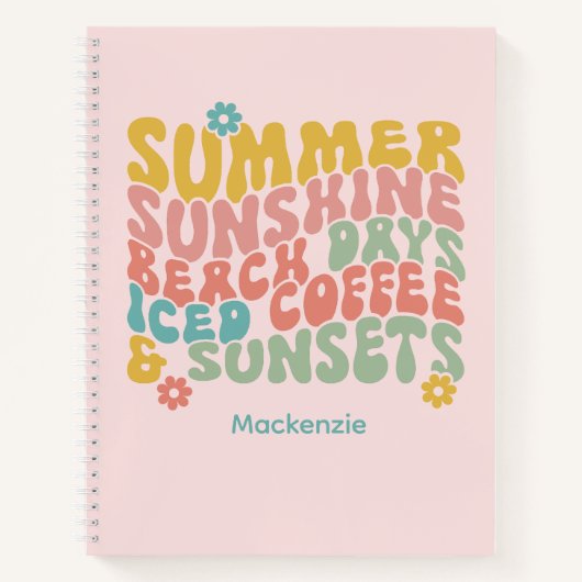 Carnet Été Super Rétro Monogramme rose Nom Bagage (Devant)