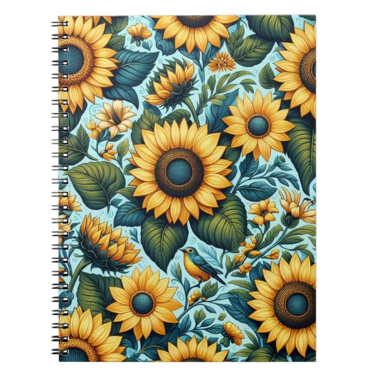 Carnet Été/tournesol/oiseau (Devant)