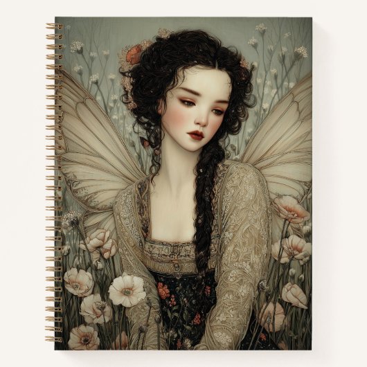 Carnet Ethereal Fairy With Wings in flower Garden Art  (Devant)