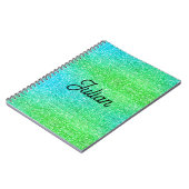 Carnet Étincelle de parties scintillant bleu et vert du d (Côté gauche)