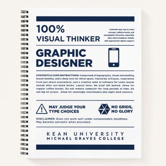 Carnet Étiquette de soin de conception graphique Kean MGC (Devant)