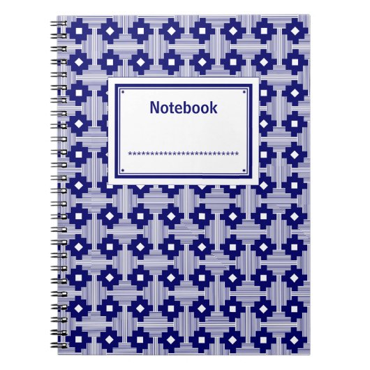 Carnet Étiquette - Marine profonde sur blanc (Devant)