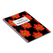 Carnet Étiquette orange des textes de fleur de dahlia de (Côté Droit)