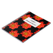 Carnet Étiquette orange des textes de fleur de dahlia de (Côté gauche)