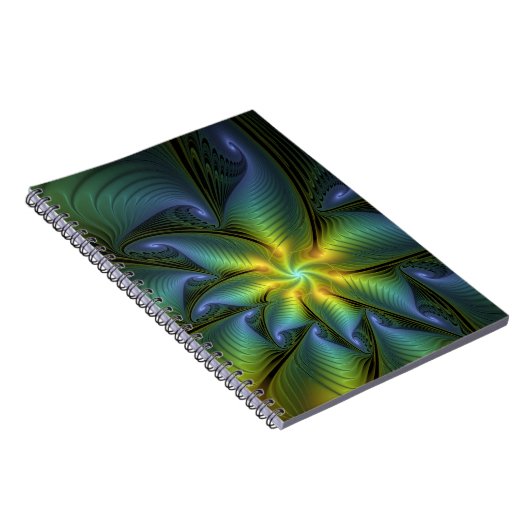 Carnet Etoile Abstraite, Bleu brillant Vert Or Fractal Ar (Côté Droit)