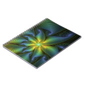 Carnet Etoile Abstraite, Bleu brillant Vert Or Fractal Ar (Côté gauche)