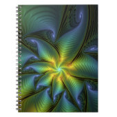Carnet Etoile Abstraite, Bleu brillant Vert Or Fractal Ar (Devant)