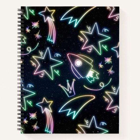 Carnet étoile de fusée néon (Devant)
