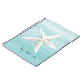 Carnet Étoile de mer bleu aqua blanc (Côté gauche)