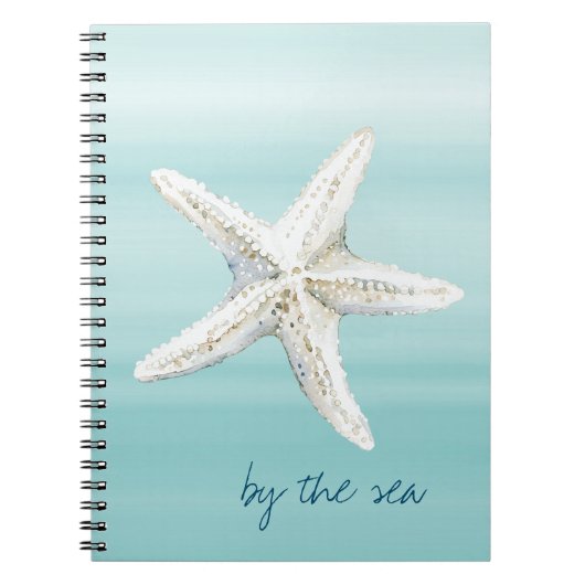 Carnet Étoile de mer bleu aqua blanc (Devant)