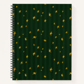 Carnet Étoile de Noël verte jaune rayée de vacances (Devant)