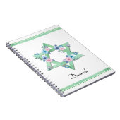 Carnet Etoile verte de David avec revue de fleurs pastel (Côté Droit)