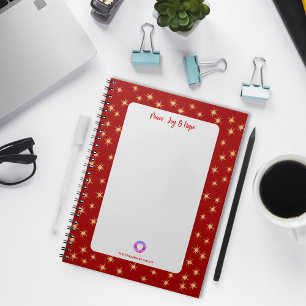 Carnet Étoiles à Bordure Rouge, Paix Joie & Espoir, Logo 