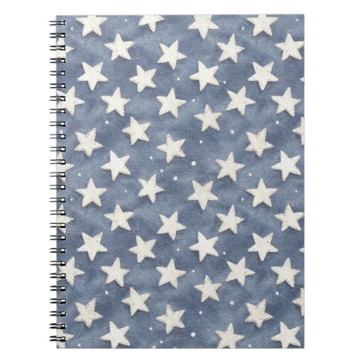Carnet Étoiles Blanches Bleues (Devant)