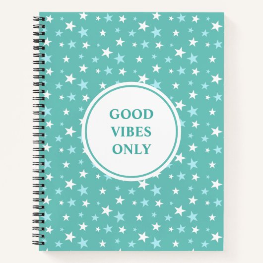 Carnet Étoiles bleu clair et blanc sur Turquoise (Devant)