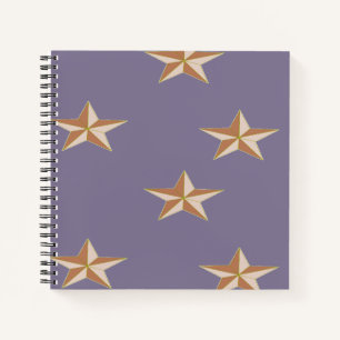 Carnet étoiles brunes sur violet
