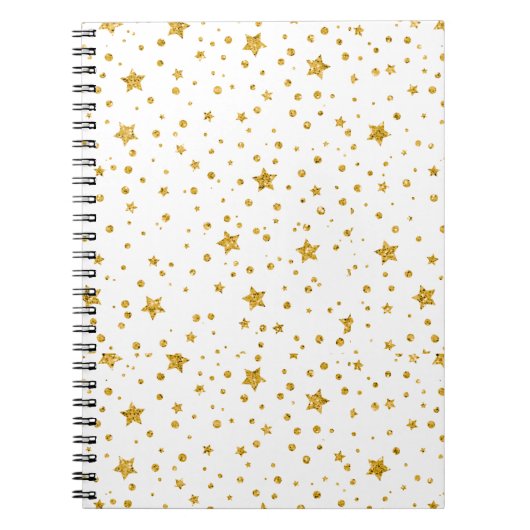 Carnet Étoiles célestes blanches et or modernes (Devant)