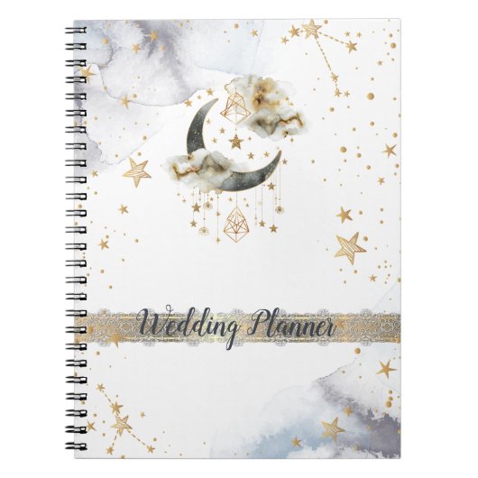 Carnet Étoiles célestes de lune d'or (Devant)
