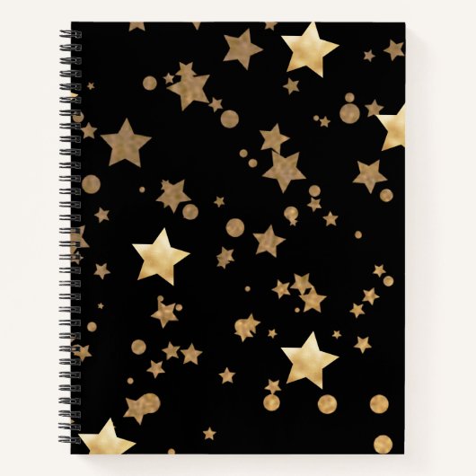 Carnet Étoiles célestes noires et d'or et Pois (Devant)