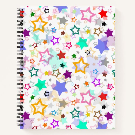 Carnet Étoiles colorées blanches (Devant)