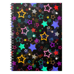 Carnet Étoiles Colorées Noir 