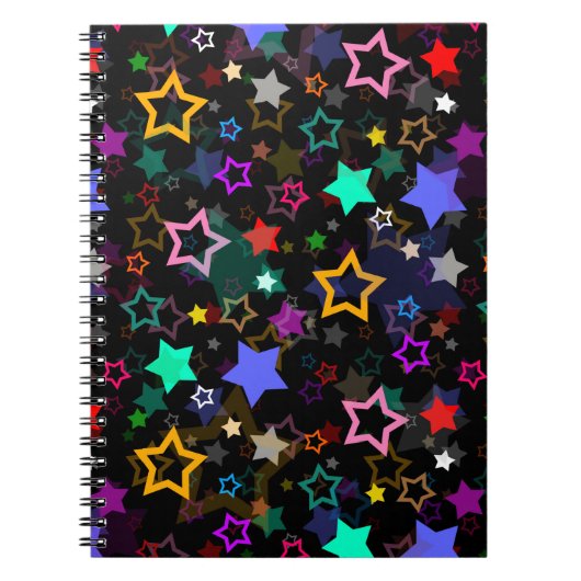 Carnet Étoiles Colorées Noir (Devant)