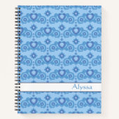 Carnet Étoiles d'amour céleste Coeurs Nom Bleu clair (Devant)