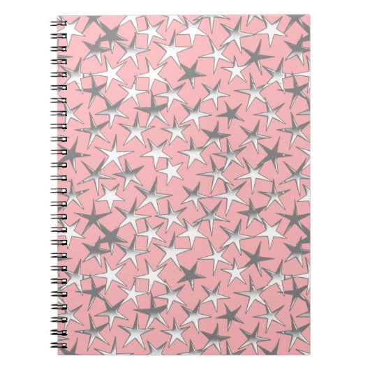Carnet Étoiles d'argent, sur rose coquille (Devant)