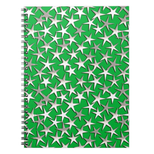 Carnet étoiles d'argent sur vert émeraude (Devant)