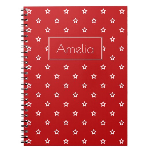 Carnet Étoiles de blanc sur le rouge lumineux (Devant)