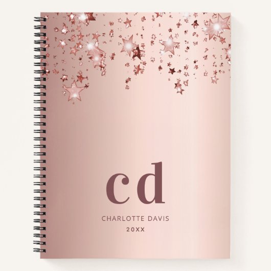 Carnet Étoiles de monogramme en or rose (Devant)