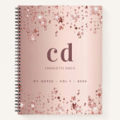 Carnet Étoiles de monogramme rose or blush (Devant)
