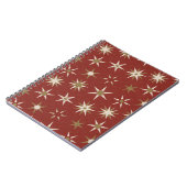 Carnet Etoiles de Noël Gold Geo - sur motif rouge. (Côté gauche)