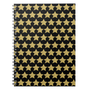 Carnet Etoiles de Parties scintillant d'or Noir