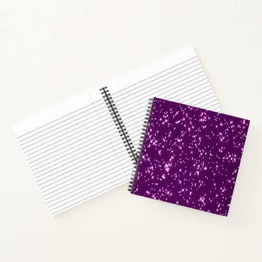 Carnet Étoiles de parties scintillant violette (Intérieur)