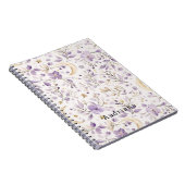 Carnet Etoiles d'or Lune Fleurs violettes (Côté Droit)