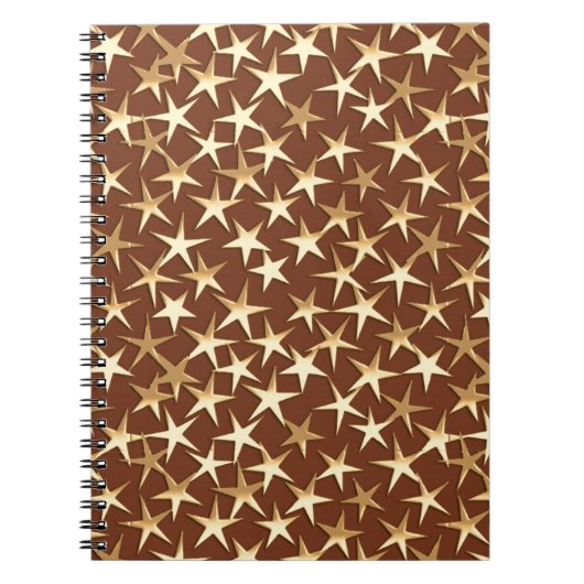 Carnet Étoiles dorées sur fond marron chocolat (Devant)