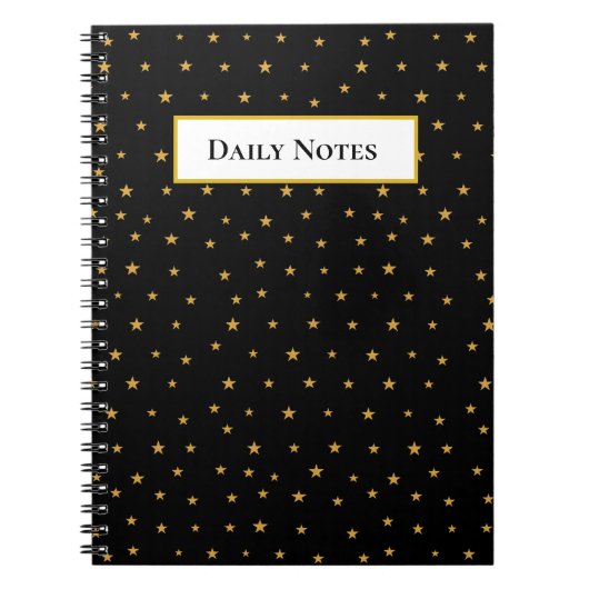 Carnet Étoiles dorées sur fond noir (Devant)