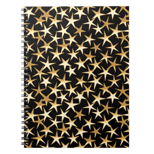 Carnet Étoiles dorées sur fond noir (Devant)