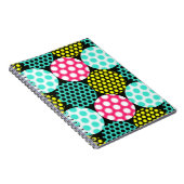 Carnet Étoiles et cercles, motif pop multicolore. (Côté Droit)