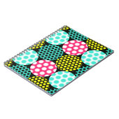Carnet Étoiles et cercles, motif pop multicolore. (Côté gauche)