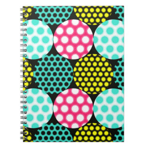 Carnet Étoiles et cercles, motif pop multicolore.