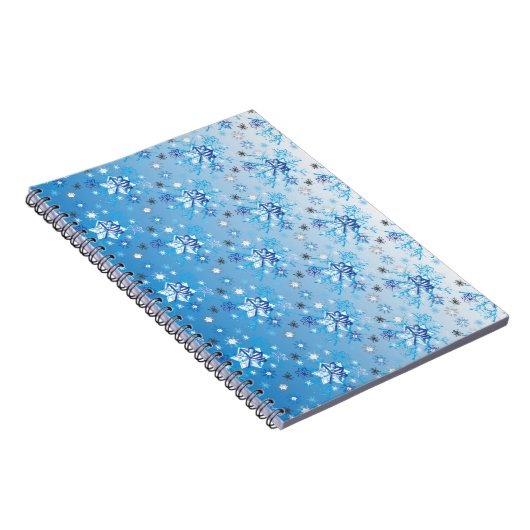 Carnet Étoiles et flocons de neige bleu et blanc complexe (Côté Droit)