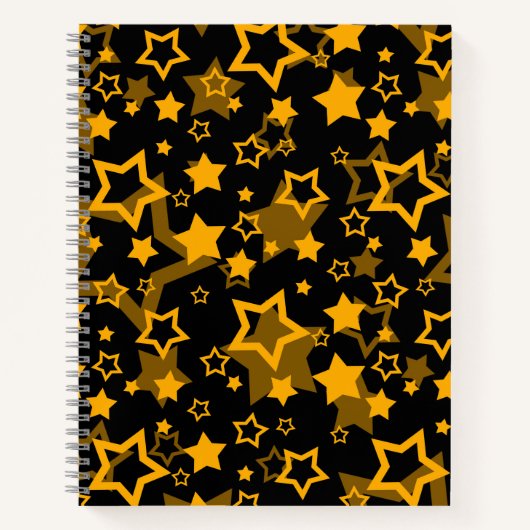 Carnet Étoiles Jaune Doré Pailleté Design (Devant)