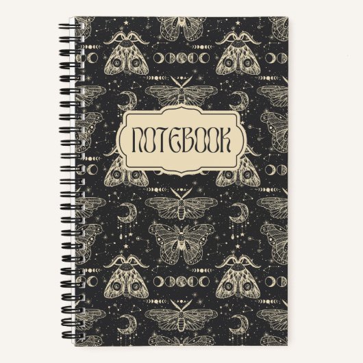 Carnet Étoiles, lunes et lune papillons cosmiques (Recto)