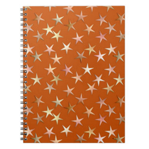 Carnet Étoiles métalliques, tons or pâle et cuivre